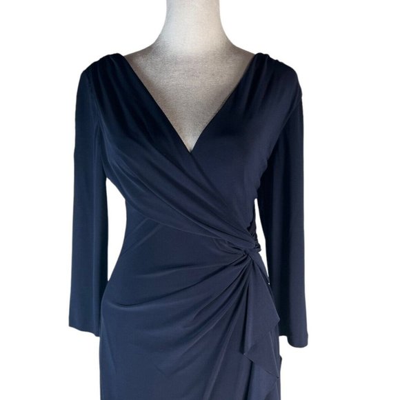 LAUREN RALPH LAUREN NEW Sz 6 Womens Navy Blue Formal Evening Gown Maxi Dress - Picture 2 of 15